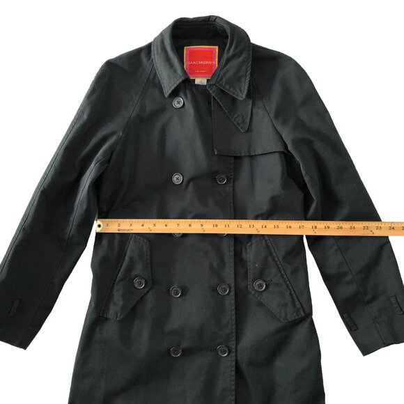 Isaac Mizrahi Target Trench Coat Womans Size S Black Double Breasted Rain Coat - Picture 5 of 16
